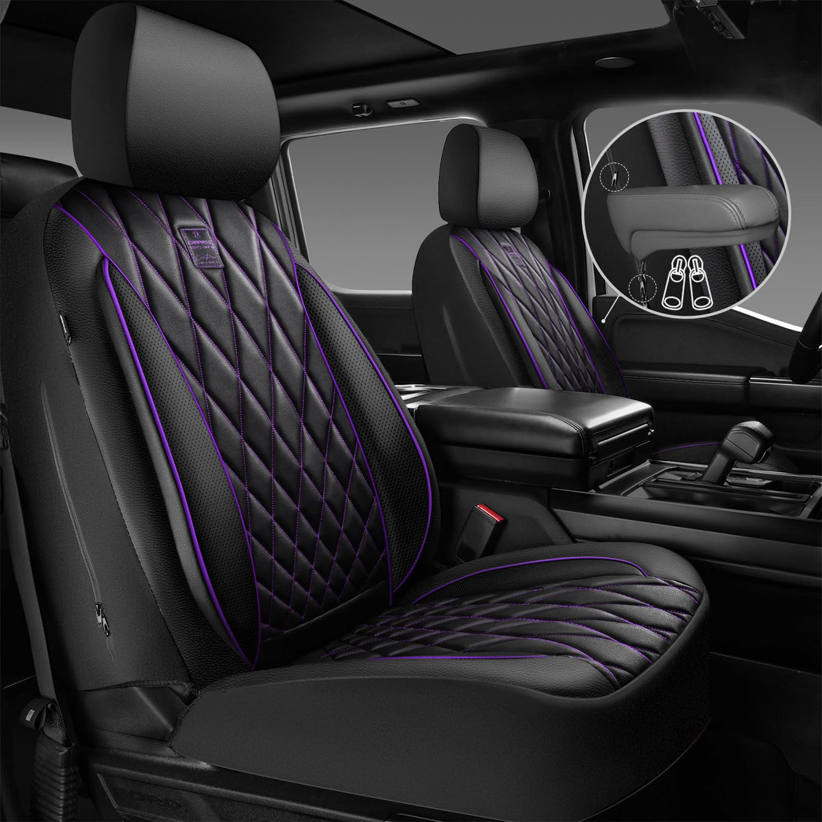 CAR PASS close-up of diamond stitching texture adding luxury and durability