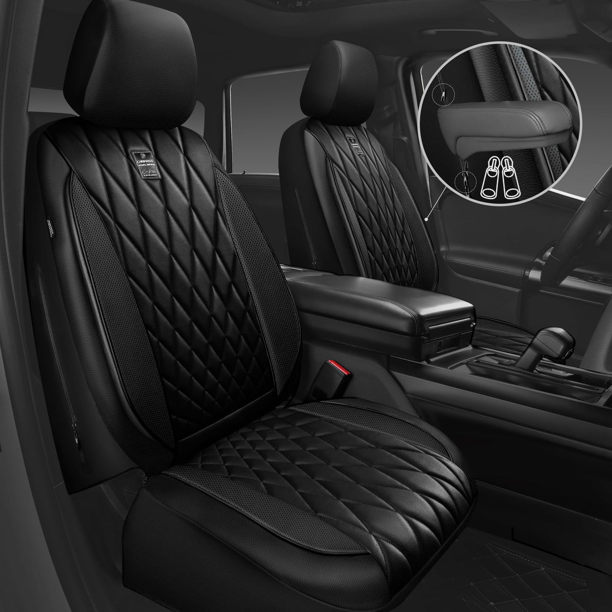 CAR PASS close-up diamond stitch detail highlighting premium look and durability