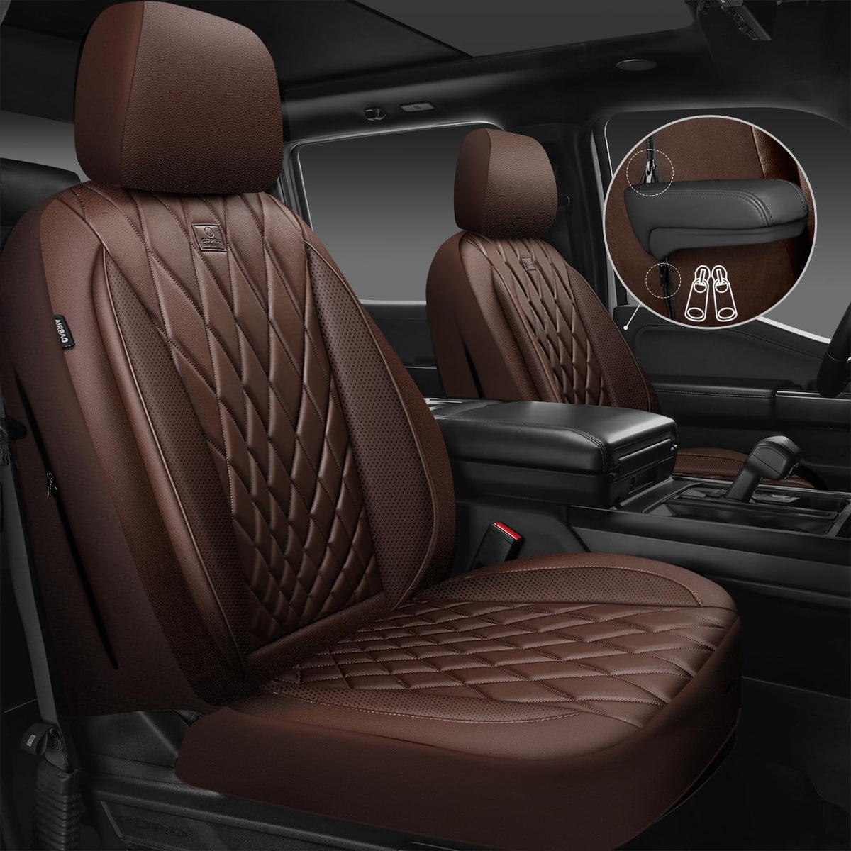 CAR PASS close-up diamond stitching detail adds style and hides wear benefits