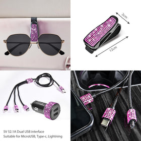 CAR PASS dual USB charger with 3-in-1 cable displaying fast charging convenience
