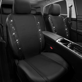 CAR PASS seat cover next to ruler showing universal fit scale and sizing clarity
