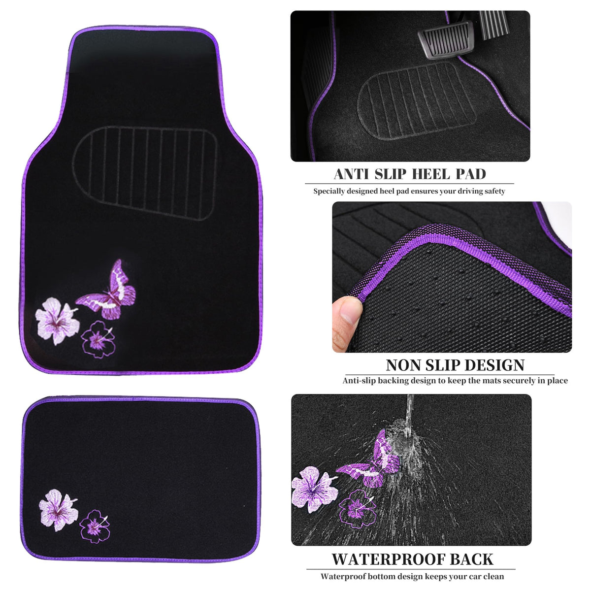 CAR PASS rear floor mat full view showing non-slip backing and durability