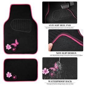 CAR PASS floor mats front and rear layout showing waterproof protection