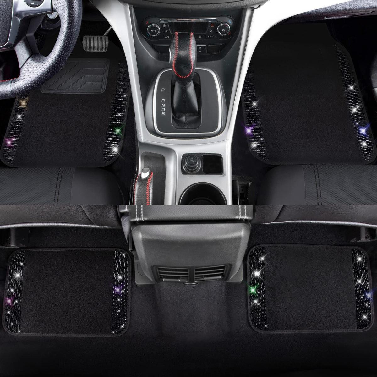 CAR PASS floor mats front and rear displayed for durable protection and easy cleaning