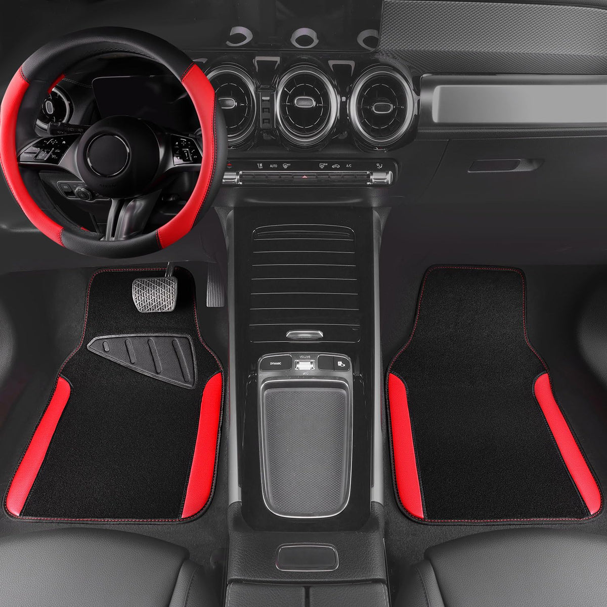 CAR PASS front floor mats top-down view showing water protection