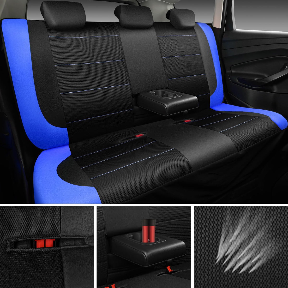 CAR PASS waterproof floor mats set showing rainbow-striped design and easy cleaning