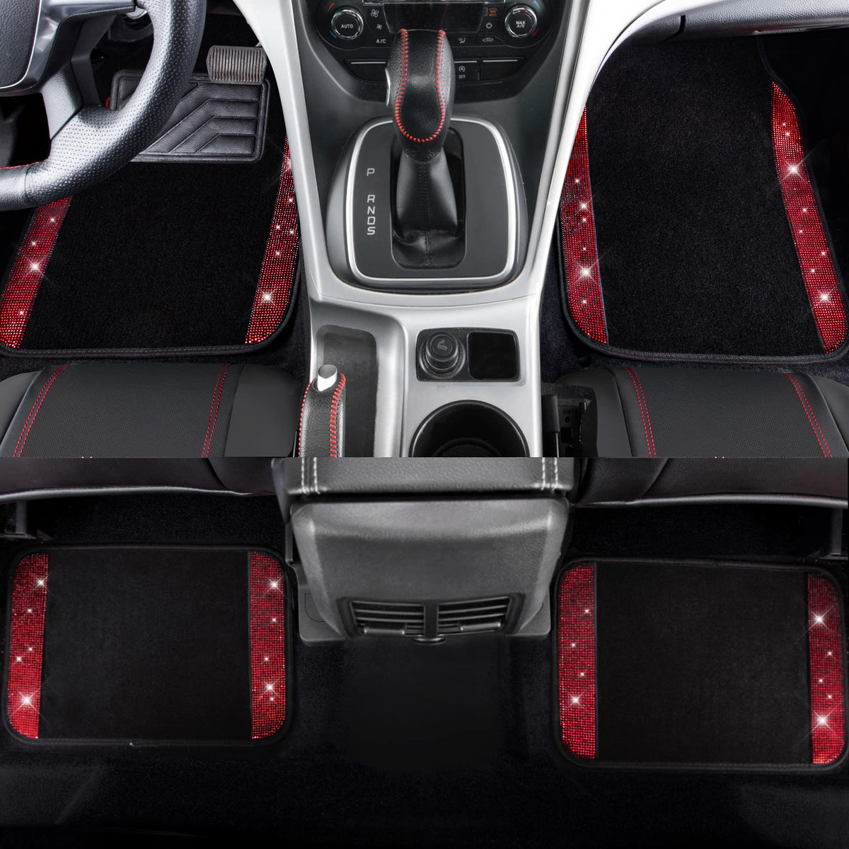 CAR PASS red floor mats styled layout protecting cabin flooring