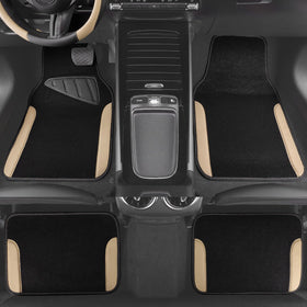 CAR PASS floor mats with spilled liquid showcasing waterproof protection and easy cleanup