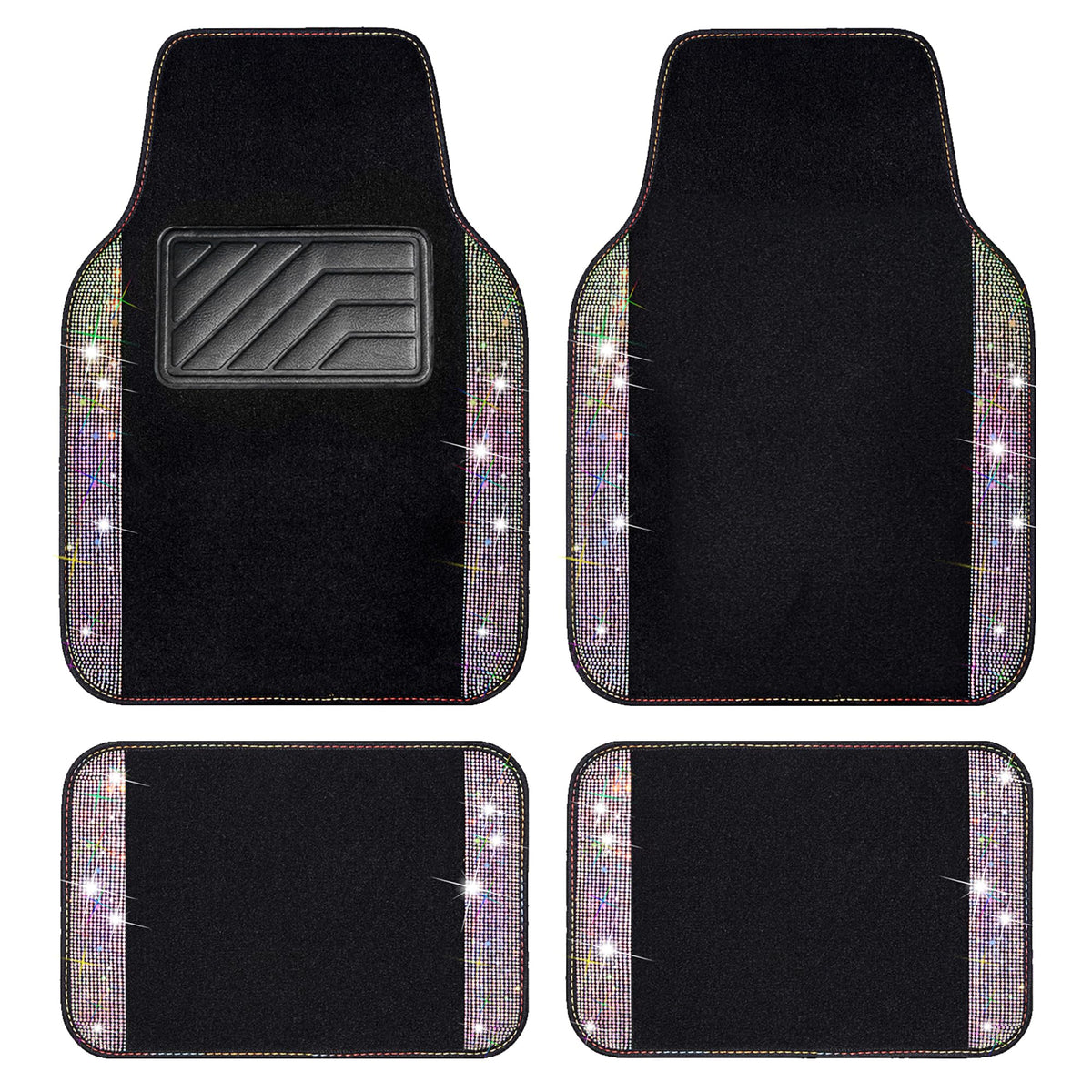 CAR PASS front mat full view showing sparkle and waterproof protection