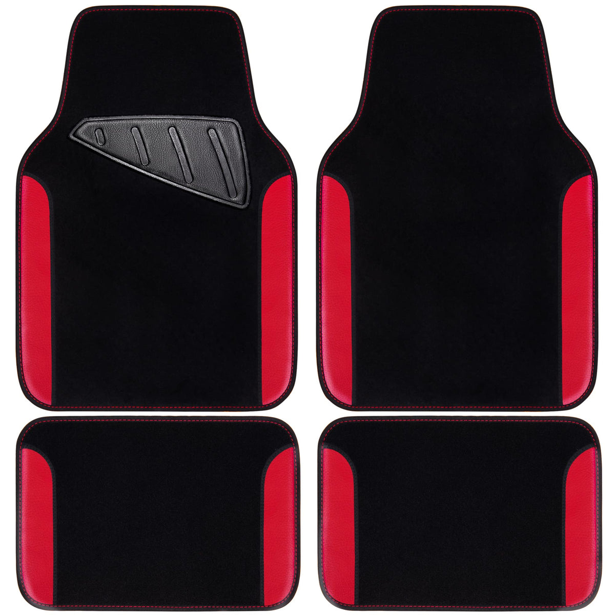 CAR PASS front mat full view showing sleek black-red design and cabin protection