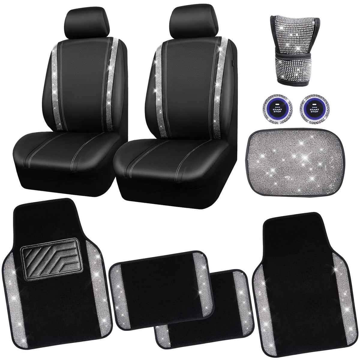 CAR PASS front seat cover installed showing sparkle and protection benefits