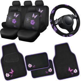 CAR PASS front seat cover front view showing fit and butterfly design for visual upgrade