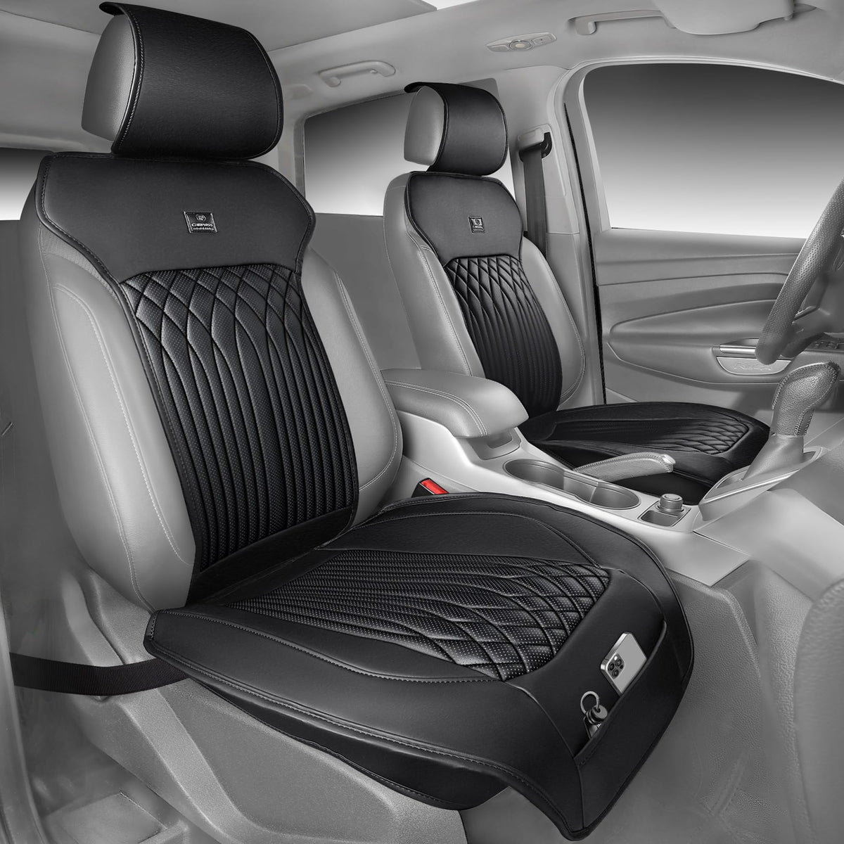 CAR PASS front view showing cover protecting seat and preserving controls