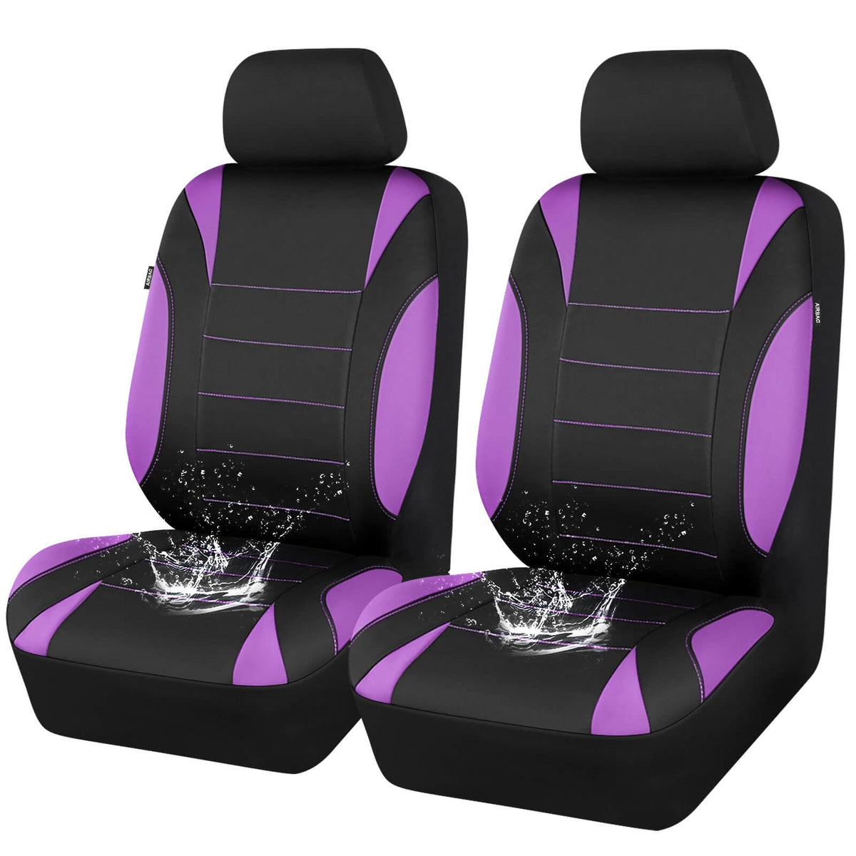 CAR PASS purple front seat cover installed showing full protection and comfort