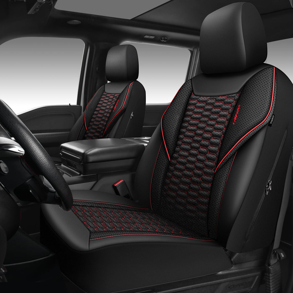 CAR PASS full front seat cover view showing sporty fit and protection