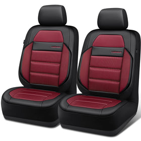 CAR PASS full front seat cover installed showing burgundy finish and protection