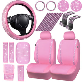 CAR PASS front seat covers and dashboard view showing cohesive sparkling style