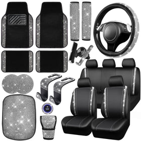 CAR PASS front seat covers and floor mats showing cohesive sparkle and protection