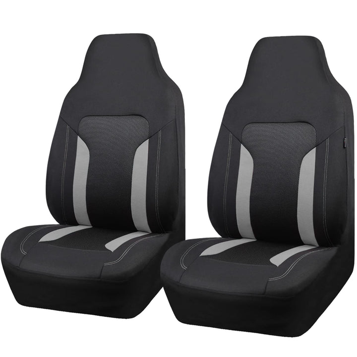 CAR PASS front view of two-piece seat covers showing sporty fit and protection