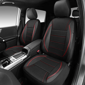 CAR PASS front seat covers packaging showing included two-piece set and instructions for quick setup