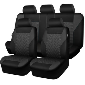 CAR PASS front seat full set showing charcoal fit and protection benefit