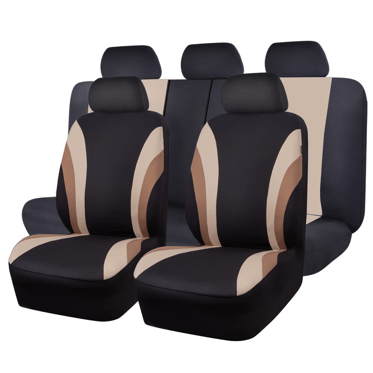 CAR PASS front seats installed showing sporty black and beige and improved protection