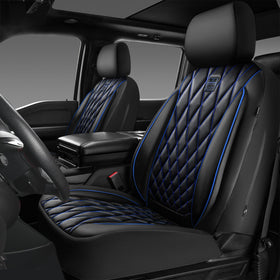 CAR PASS front seat full view showing clean fit and stylish piping benefit