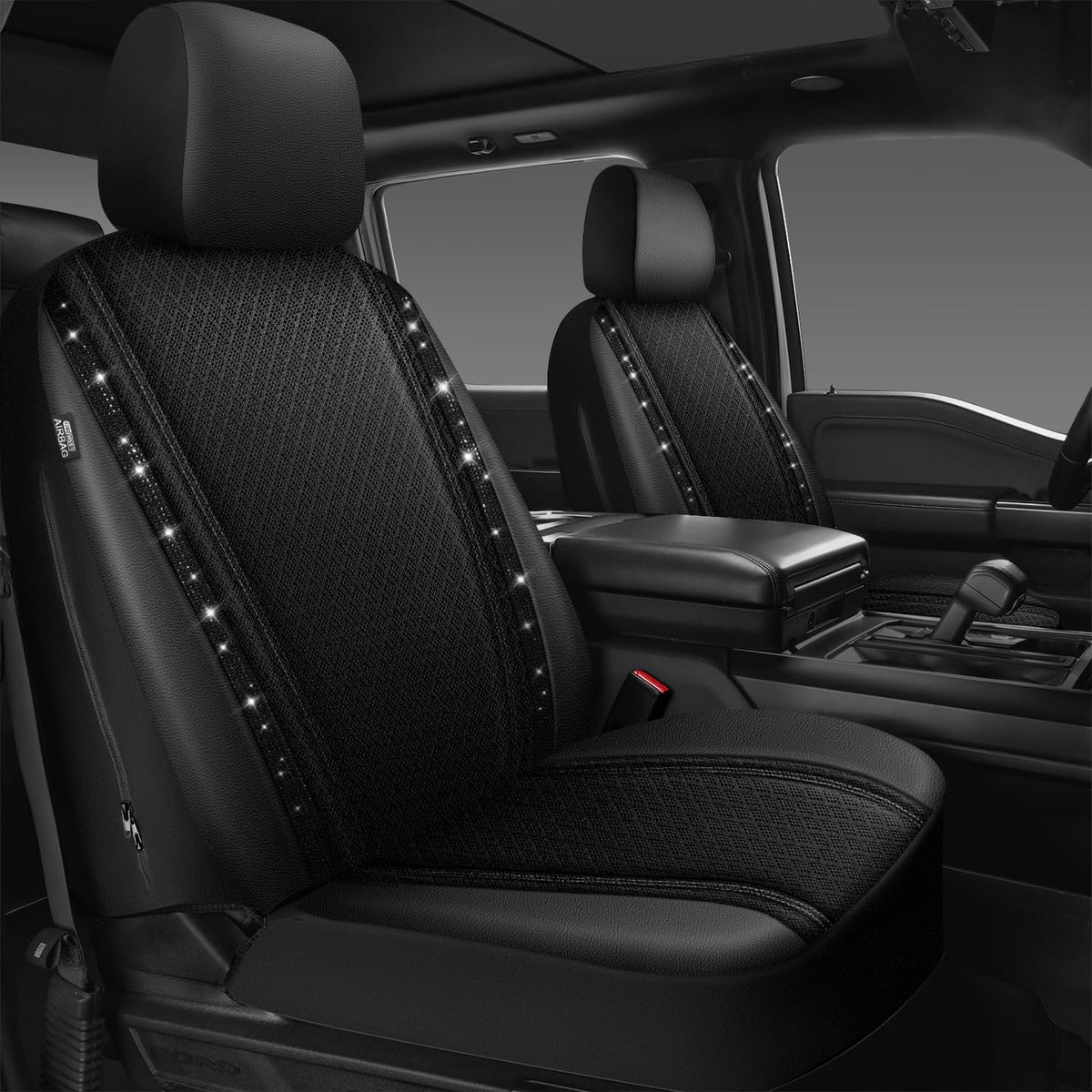 CAR PASS full front seat cover installed showing protection and sparkle