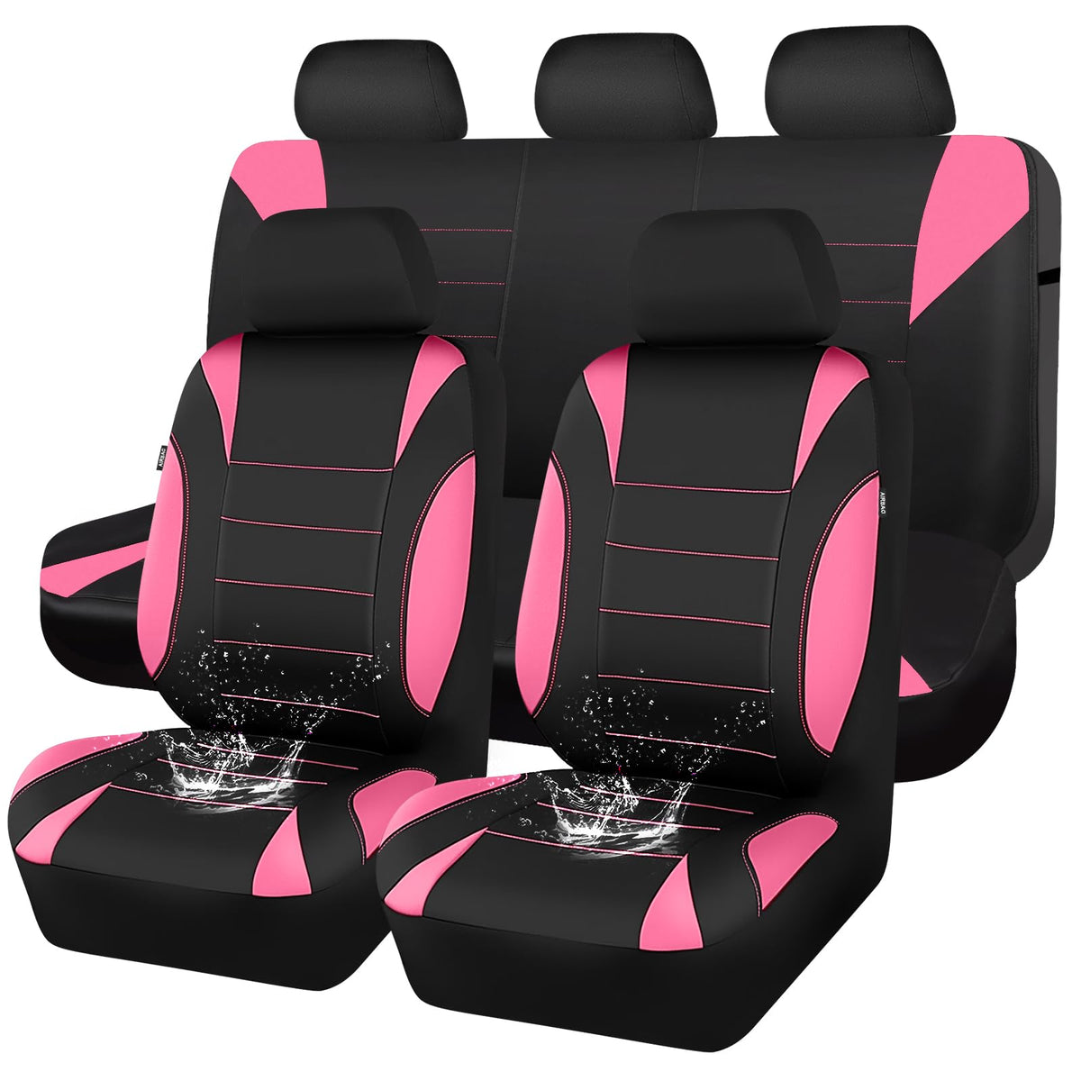 CAR PASS front seat full view showing black pink sporty look and protective coverage