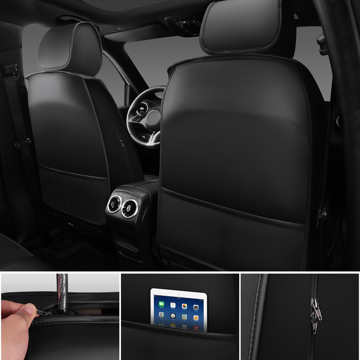 CAR PASS seat cover installed in car showing elegant interior upgrade
