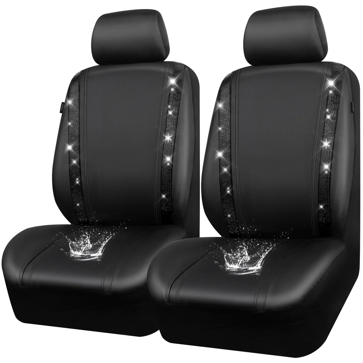 CAR PASS front seat covers packaged showing two-seat set and headrests for quick installation