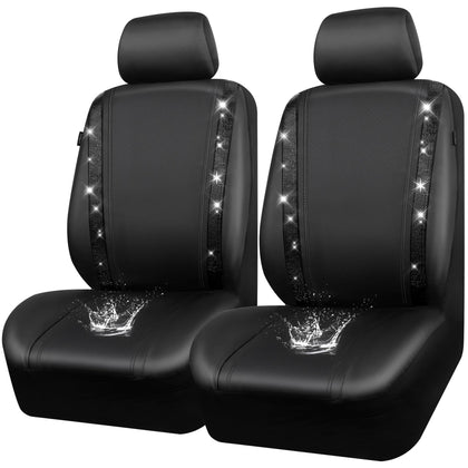 CAR PASS front seat covers packaged showing two-seat set and headrests for quick installation