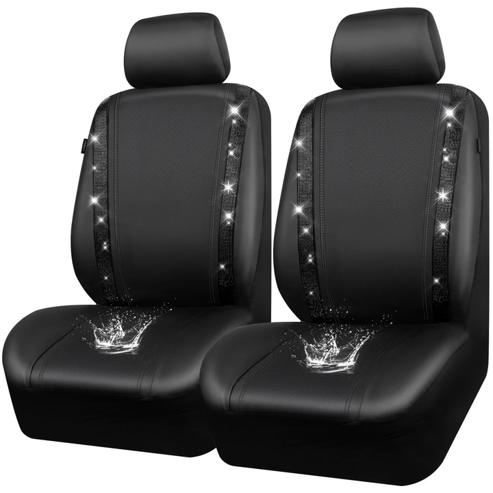 CAR PASS front seat covers packaged showing two-seat set and headrests for quick installation