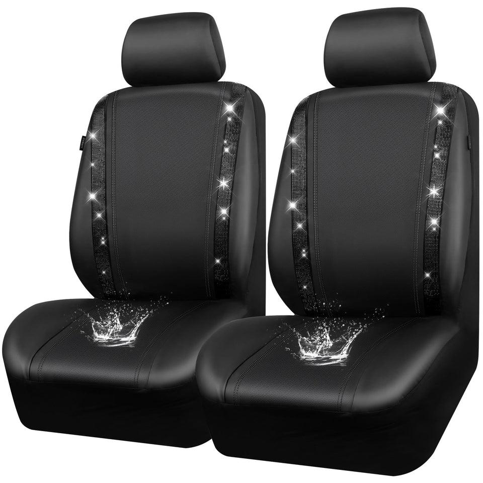 CAR PASS front seat covers packaged showing two-seat set and headrests for quick installation