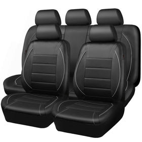 CAR PASS front seat cover overview showing full black and grey upgrade and protection