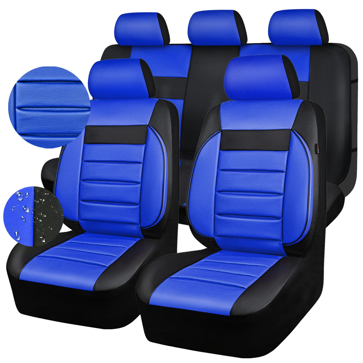 CAR PASS front seats full view showing neat fit and sporty blue-black look