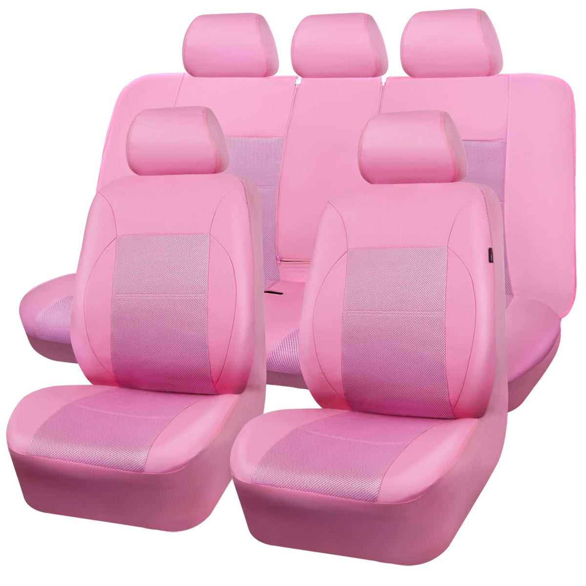 CAR PASS front seats full view showing pink covers and neat fit for style