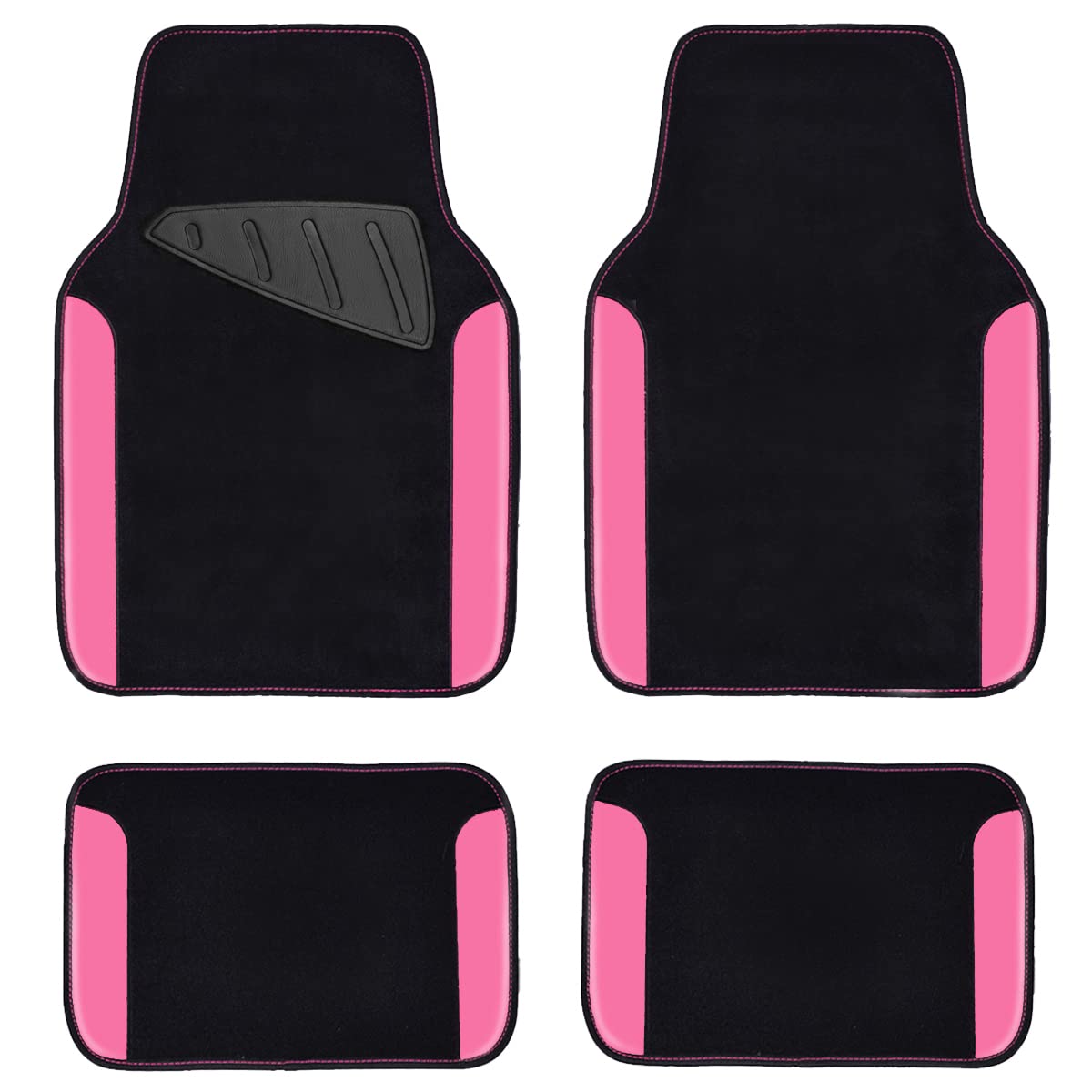 CAR PASS front mats black with pink showing fit and stylish protection