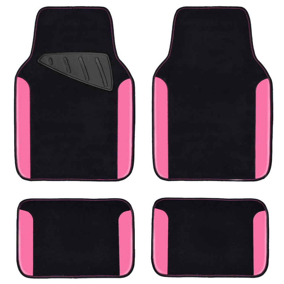 CAR PASS front mats black with pink showing fit and stylish protection