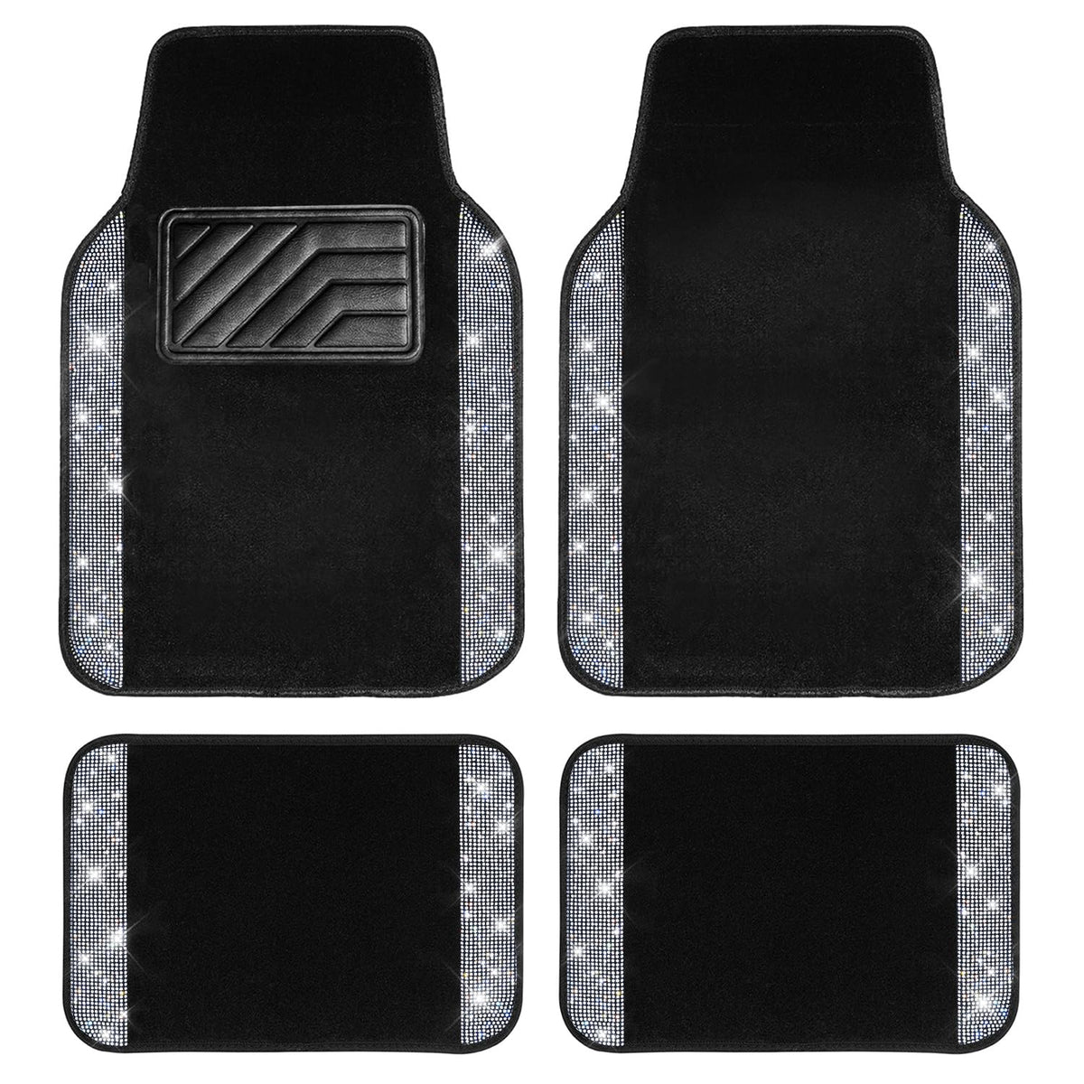CAR PASS front view black silver mats showing stylish protection
