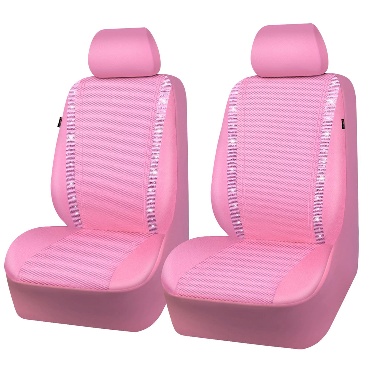 CAR PASS front view pink seat covers showing stylish protection and sparkle