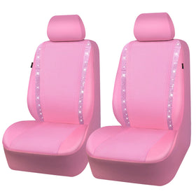 CAR PASS front view pink seat covers showing stylish protection and sparkle