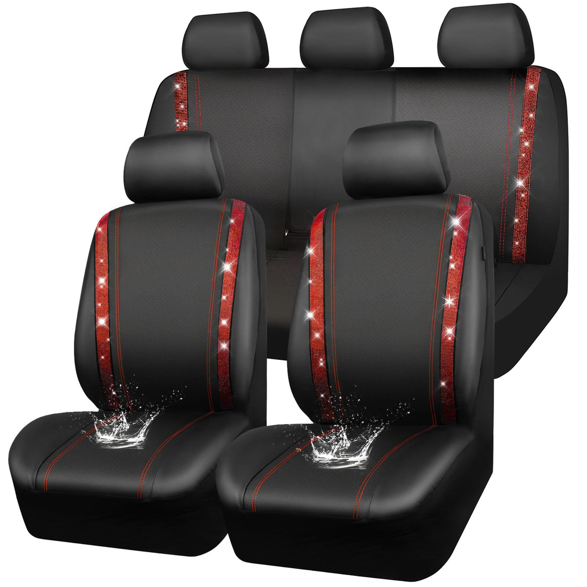 CAR PASS front seat covers installed showing stylish protection and sparkly look