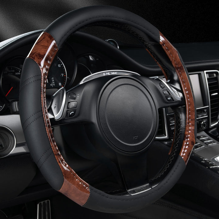 CAR PASS front view showing full wood-grain design and black trim, upgrades cabin look