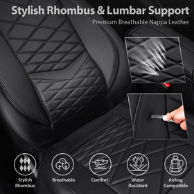 CAR PASS headrest and airbag openings for safe deployment compatibility