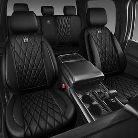 CAR PASS headrest and armrest compatibility photo showing airbag-safe design