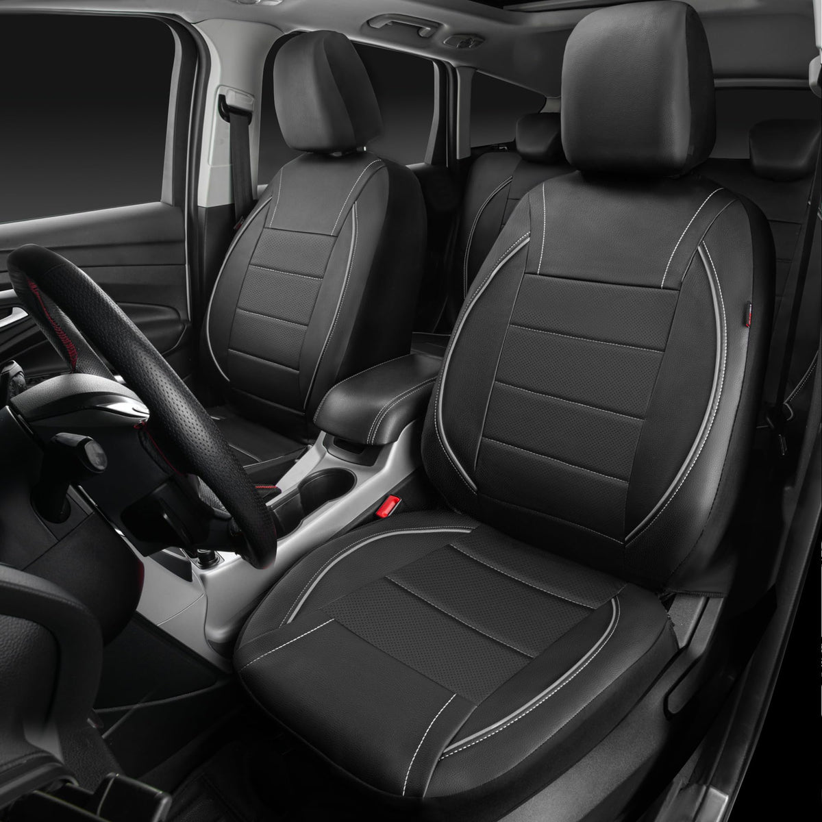 CAR PASS headrest and seat belt cutouts illustrating seamless function access