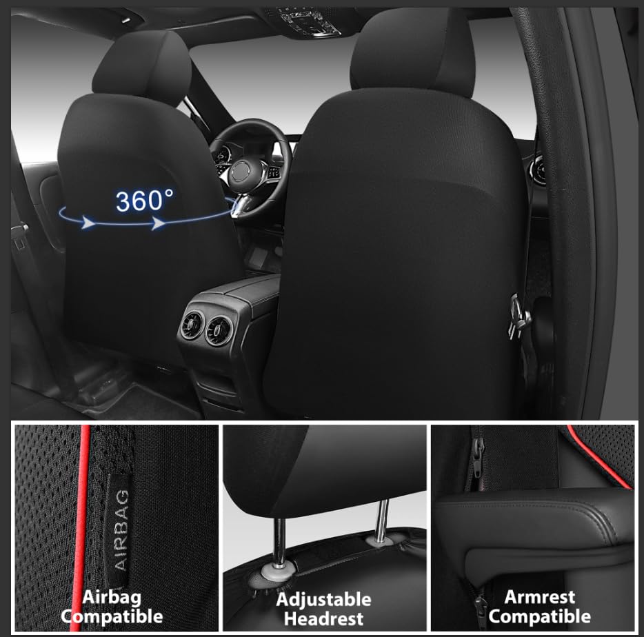 CAR PASS headrest with red piping detail offering accent and refined finish