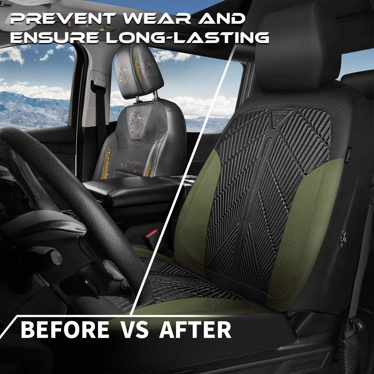 CAR PASS headrest and armrest fit showing airbag compatibility