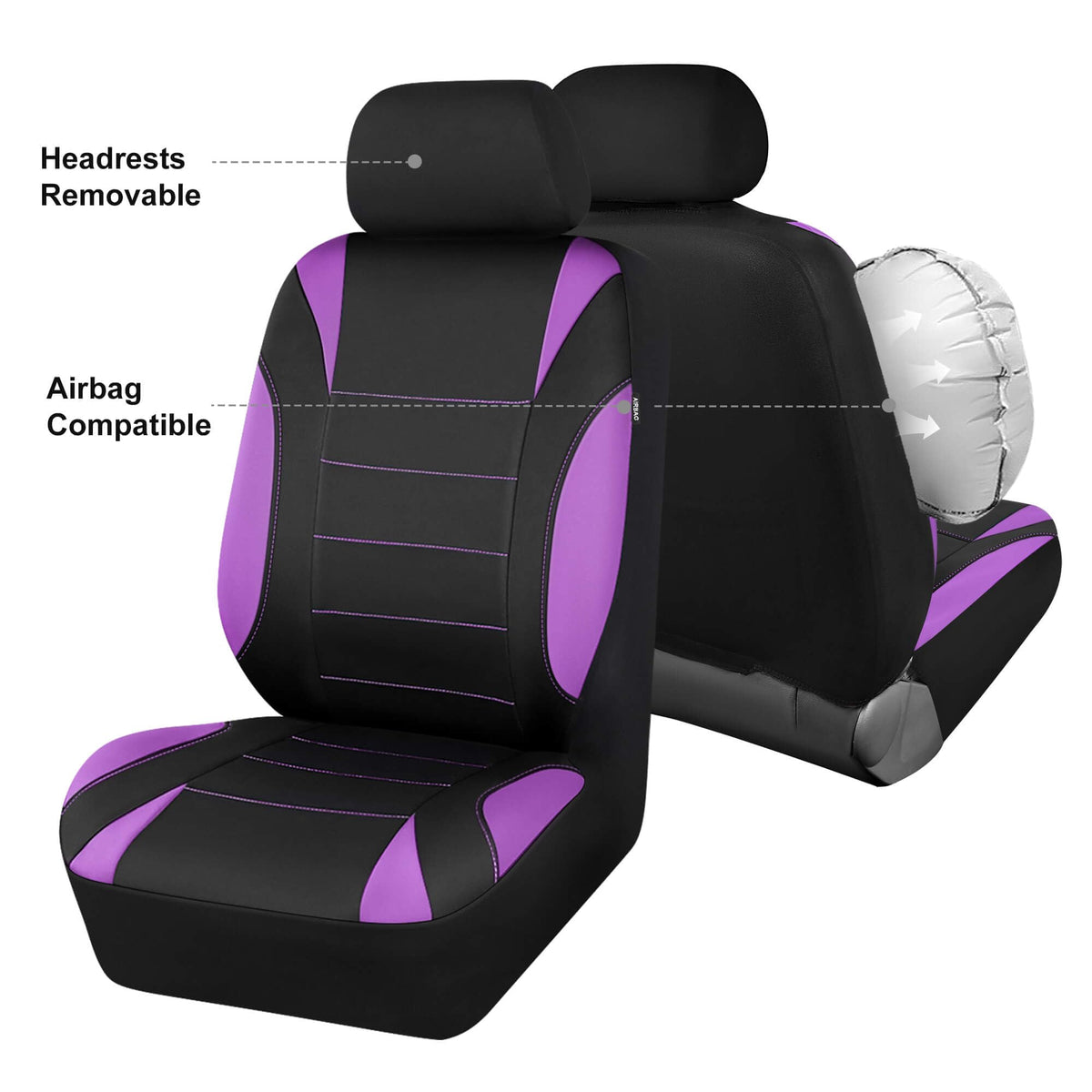 CAR PASS separate headrest cover with reserved openings for secure fit